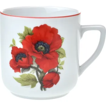 Český porcelán, Dubí Hrnek Pětka 400 ml vlčí máky s červenou linkou