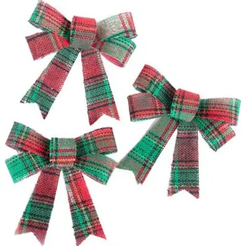 Vánoční ozdoba Vánoční dekorace BOWE mašle, károvaná 711114 (3 ks)