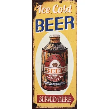 Plechová cedule Plechová cedule Free Ice Cold Beer pivo Served here