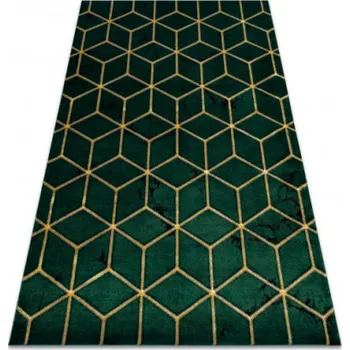 Koberec Koberec EMERALD exkluzivní 1014 glamour, styl kostka lahvově zelený / zlatý