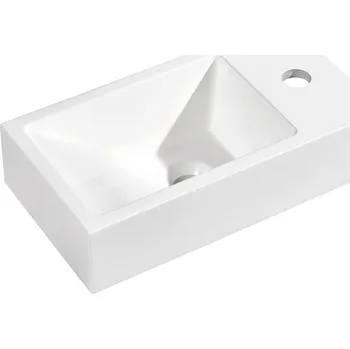 Umyvadlo Nábytkové umyvadlo, 40x22x10 cm, litý mramor, bílé