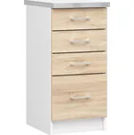 Spodní kuchyňská skříňka s deskou LIMA S40 SZ4 bílá / dub sonoma