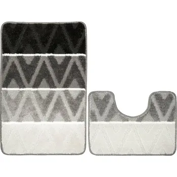 Koberec Sada koupelnových koberečků PALMA šedá, kosočtverce