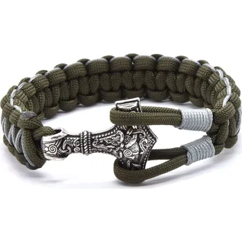 Náramek Cordell Olivový paracord náramek Thorovo kladivo - Mjoelnir + 2 měsíce na vrácení zboží