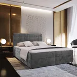 Čalouněná postel boxspring GLORIEN VELVET 180x200 cm šedá Matrace: Matrace Bonell pružinová 218108242