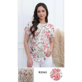 Dámská halenka Elegantní svetřík s potiskem R2262 barva: bílá, velikost: S/M