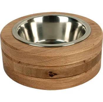 Miska pro psa Svět Tlapky Stojánek na 1 misku pro psa kulatý DEBBIE (13cm) Dřevina nebo odstín: Borovice (dřevo), Průměr miska: miska 13cm, Výška: 7,5cm