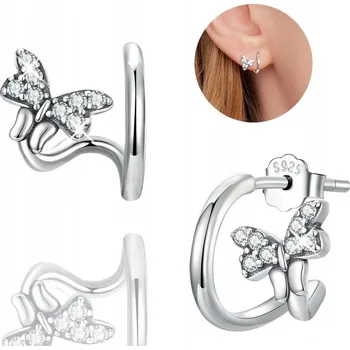 Náušnice Stříbrné náušnice ZKOUŠKA 925 Zirkony Motýli STŘÍBRO Dámské tyčinky
