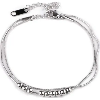 Náramek Náramek z nerezové oceli dvojitý hadí 1 stříbrná