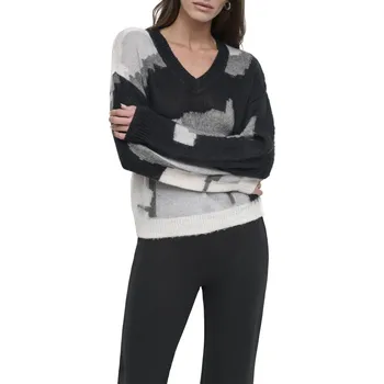 Dámský svetr SVETR DKNY L/S MOHAIR MULTI COL ICE CHIP GREY/BLACK