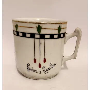 Starožitný porcelánový hrnek Secese Pozdrav z Lipníka