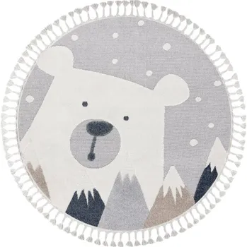Koberec Dětský koberec YOYO EY81 kruh šedý / bílý - medvěd, hory