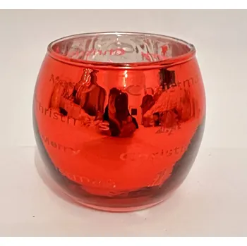 Svícen Skleněný svícen Merry Christmas červený