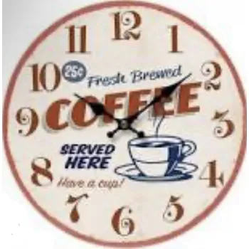 Hodiny Dřevěné hodiny na zeď Coffee server here