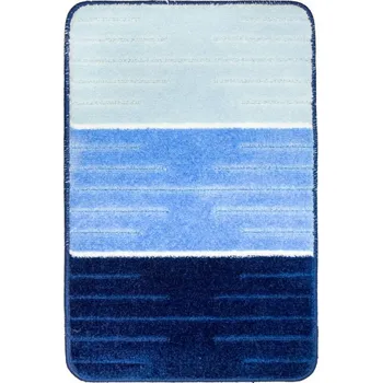 Koberec Koupelnový kobereček COMO modrý / krémový, pruhy
