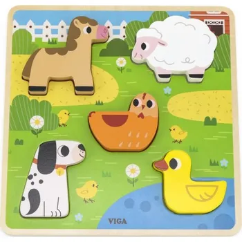 Dřevěná hračka Dřevěné puzzle Viga 44662 farma