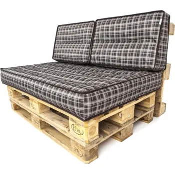 Polštář Polštáře na palety TOMEK 1+2 hnědé, kárované