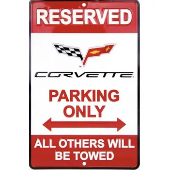 Plechová cedule Plechová cedule Rererved Corvette parking only