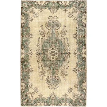 Koberec Ručně tkaný vlněný koberec Vintage 10005 ornament / květy, béžový / zelený