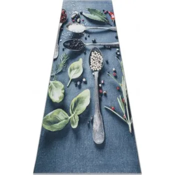 Koberec ANDRE 1151 Lžíce, do kuchyně - modrý