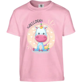 Pánské tričko Tričko Bílý jednorožec Druh: Dětské, Barva: Růžová, Velikost: 158-XL