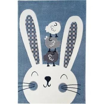 Koberec Dětský koberec 3D králíček, modrý