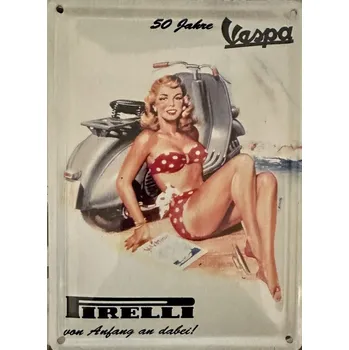 Plechová cedule Plechová cedulka Vespa Pirelli