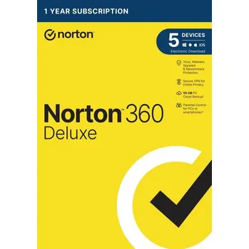 Antivir NORTON 360 DELUXE 50GB +VPN 1 uživatel pro 5 zařízení na 2 roky - ESD