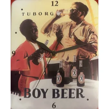 Hodiny Plechové hodiny na zeď Boy beer pivo