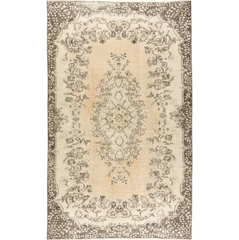 Koberec Ručně tkaný vlněný koberec Vintage 10313 ornament / květiny, béžový / zelený