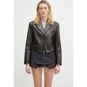 Dámské sako Sako Andersson Bell Hybrid Faux-Leather Blazer hnědá barva, awa683w, XS, 89X
