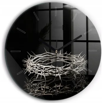 Hodiny Klasické Kulatý Velké Nástěnné Hodiny Skleněné Trnová koruna průměr 60 cm