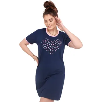 Dámská noční košile JAKS Noční košile se srdíčkem Velikost: S, Barva: modrá