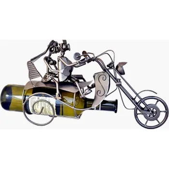 Stojan na víno Kovový stojan na láhev Motorkáři pro novomanžele