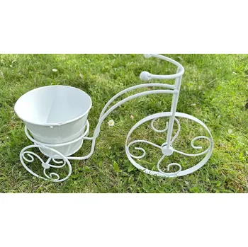 Květináč Kovový květináč kolo bílý