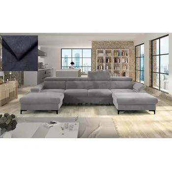 Sedací souprava Rozkládací rohová sedačka APOLENA U tmavě šedá