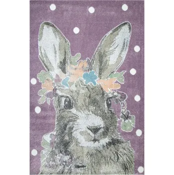 Koberec Dětský koberec Lima G755A zajíček, žlutý / fialový