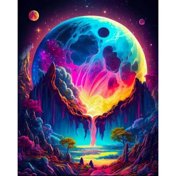 Diamantové malování Diamantové malování - Barevný měsíc a hory (60 x 80)