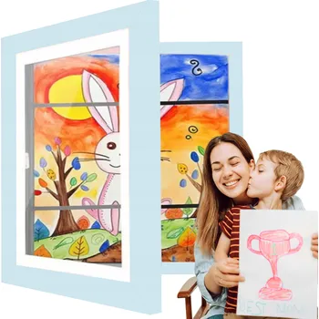 Obraz RÁMEČEK NA DĚTSKÉ KRESBY UMĚLECKÝ RÁMEČEK NA OBRÁZKY OTEVÍRACÍ A4 MODRÝ