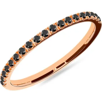 Prsten Dámský snubní prsten s černými diamanty 1,4mm, růžové zlato IZKR002R-F-B + dárkové balení LUXUS zdarma