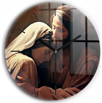 Hodiny Klasické tiché nástěnné hodiny Dekorativní Ježíš a Panna Maria