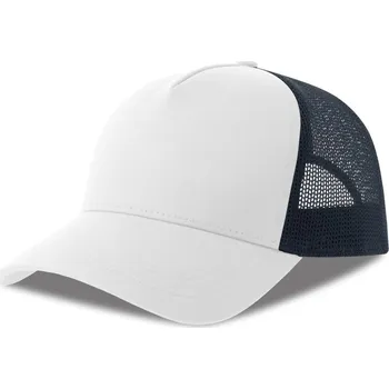 Pracovní přilba Atlantis Headwear Kšiltovka Rapper Cotton-S, 5 panelová, Trucker COT33026090899-white/navy UNI Bílá/navy