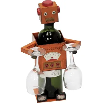 Stojan na víno Kovový stojan na láhev Robot