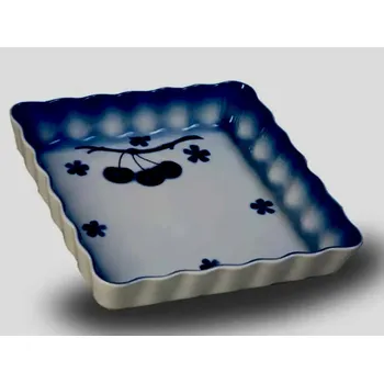Porcelánová zapékací miska čtveratá Modré třešně - Blue Cherry