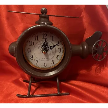 Hodiny Budík vrtulník hnědý