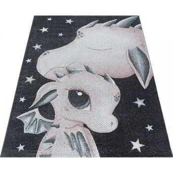 Koberec Dětský koberec Funny drak, růžový / šedý