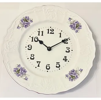 Hodiny Porcelánové hodiny Fialky simply