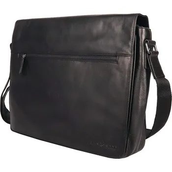 Kabelka Opravdu velká kožená hladká černá crossbody taška GreenWood no. 835