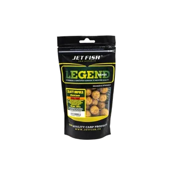 Boilies JetFish Jet Fish Legend Range Extra tvrdé boilie ŽLUTÝ IMPULS OŘECH JAVOR 20mm 250g