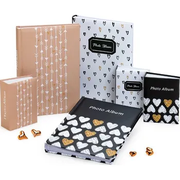 Fotoalbum Fotoalbum na růžky 22x31/60 stran GOLDEN HEARTS černé kph